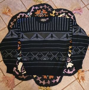 🔥🔥 Vintage 90s Desica Men's Black and Gray Sweater🔥🔥 Size L